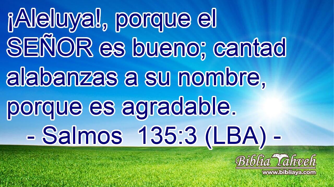 ¡Aleluya!, porque el SEÑOR es bueno; cantad alabanzas a su nombre, porque es agradable.