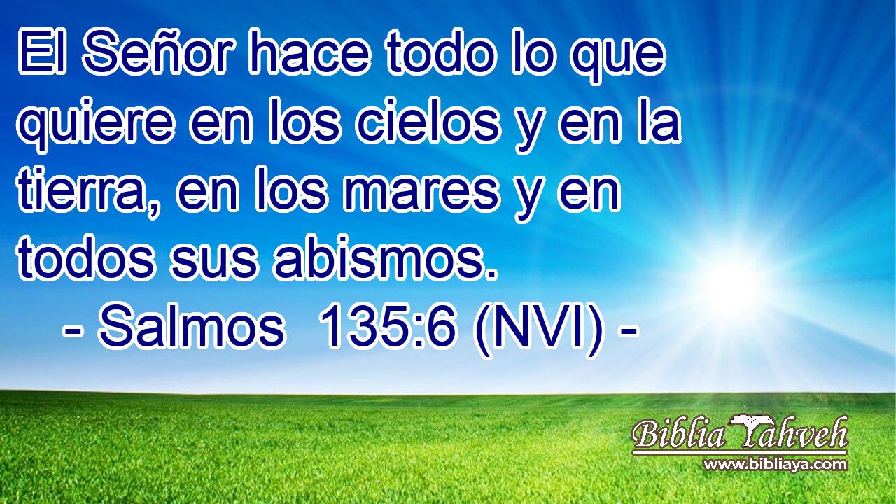  El Señor hace todo lo que quiere en los cielos y en la tierra, en los mares y en todos sus abismos. 