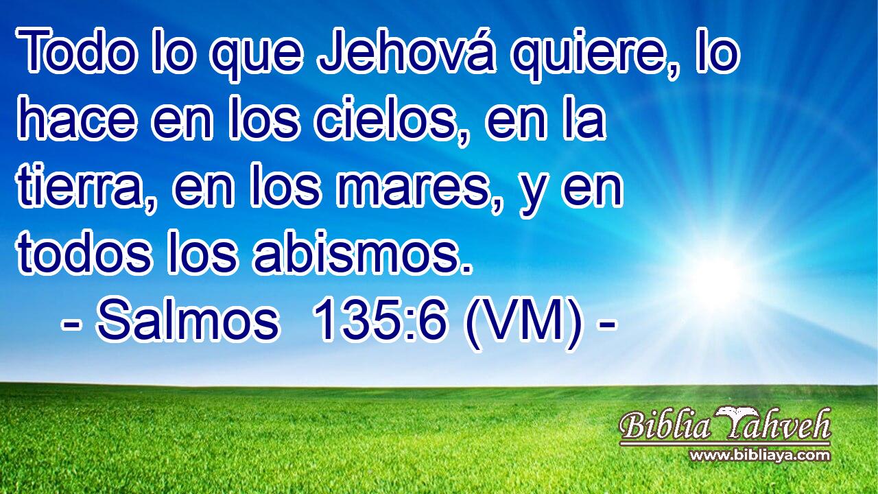  Todo lo que Jehová quiere, lo hace en los cielos, en la tierra, en los mares, y en todos los abismos. 