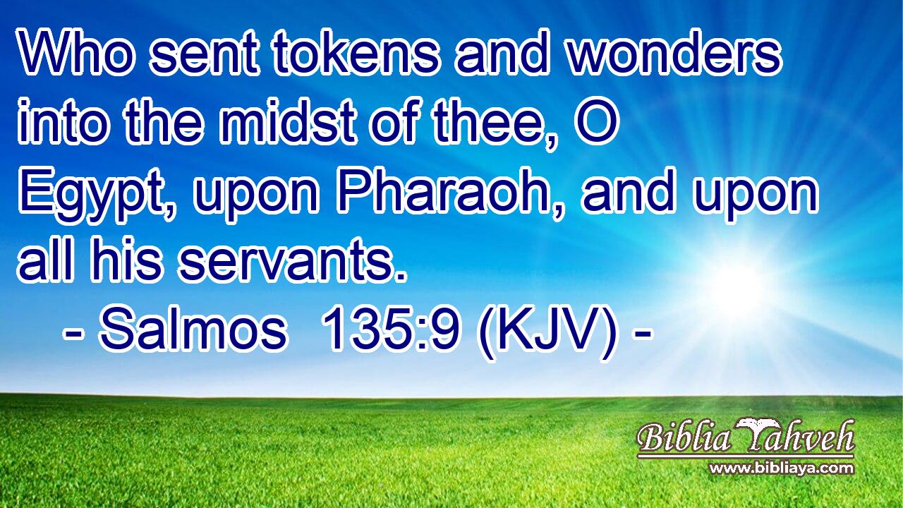 Who sent tokens and wonders into the midst of thee, O Egypt, upon Pharaoh, and upon all his servants.