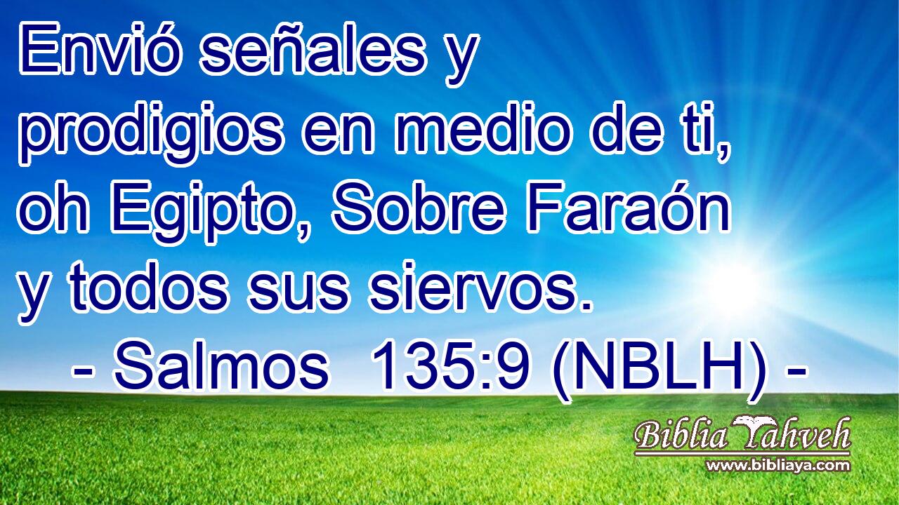  Envió señales y prodigios en medio de ti, oh Egipto, Sobre Faraón y todos sus siervos. 