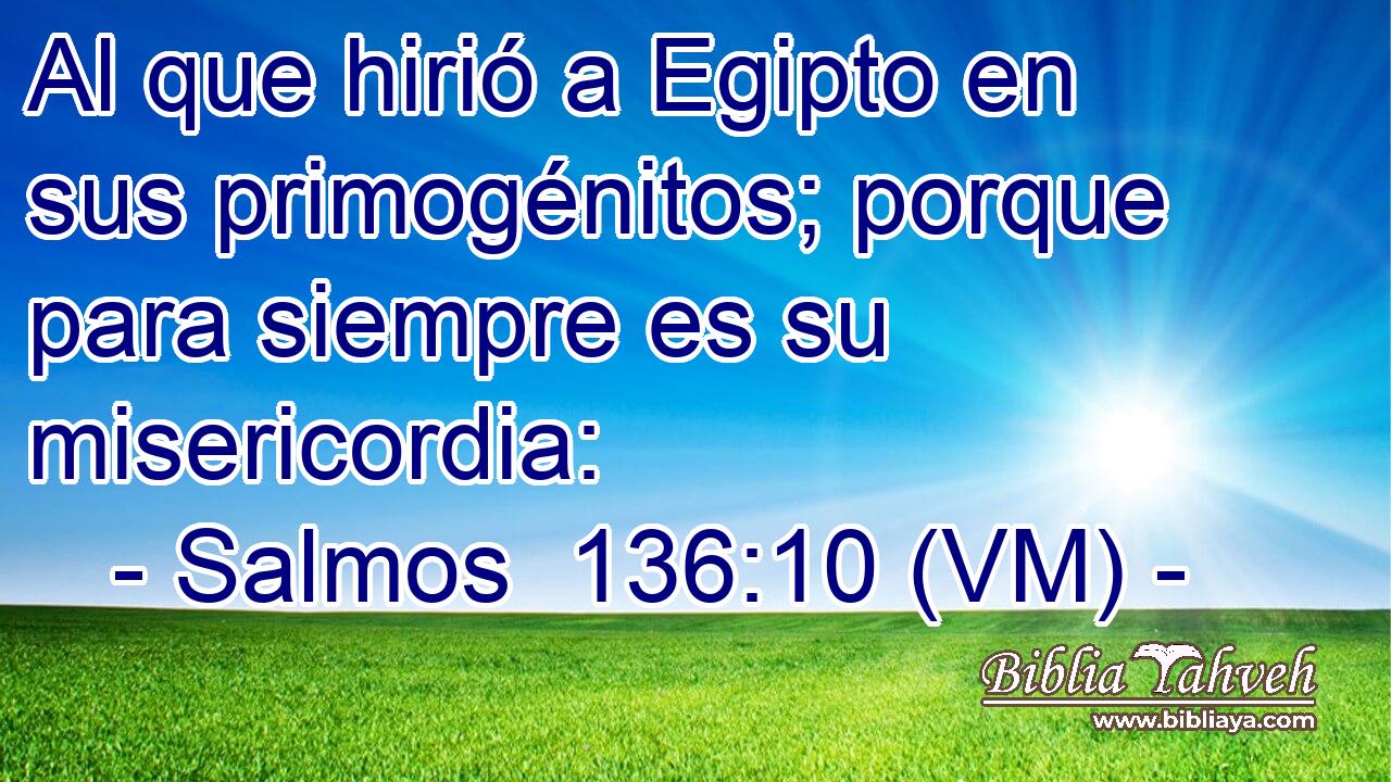  Al que hirió a Egipto en sus primogénitos; porque para siempre es su misericordia: 