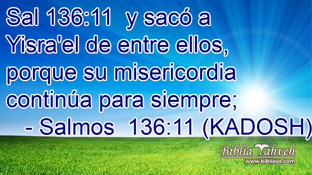  y sacó a Yisra'el de entre ellos, porque su misericordia continúa para siempre; 