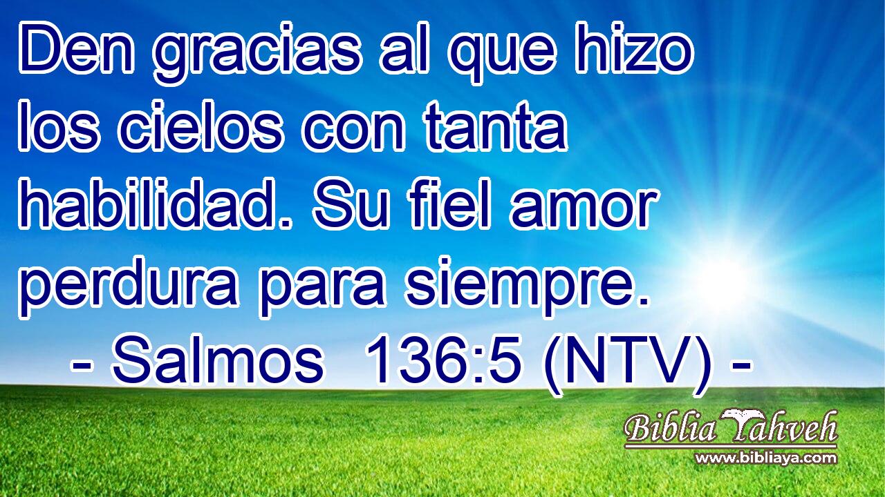 Den gracias al que hizo los cielos con tanta habilidad. Su fiel amor perdura para siempre.