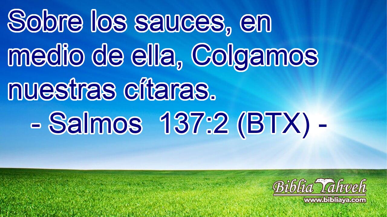 Sobre los sauces, en medio de ella, Colgamos nuestras cítaras.