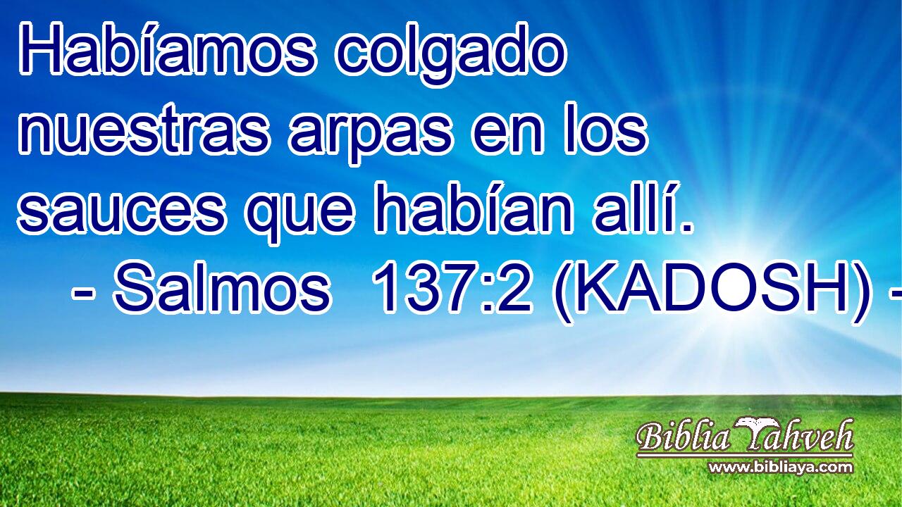  Habíamos colgado nuestras arpas en los sauces que habían allí. 