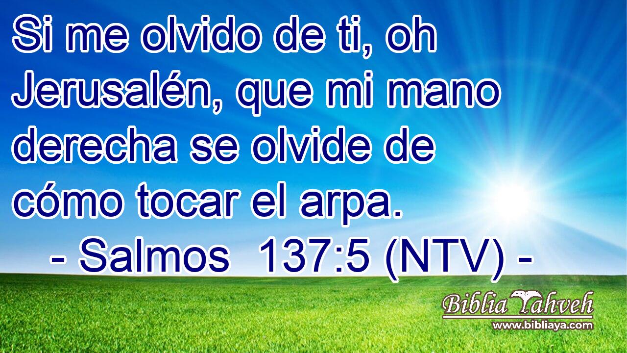 Si me olvido de ti, oh Jerusalén, que mi mano derecha se olvide de cómo tocar el arpa.