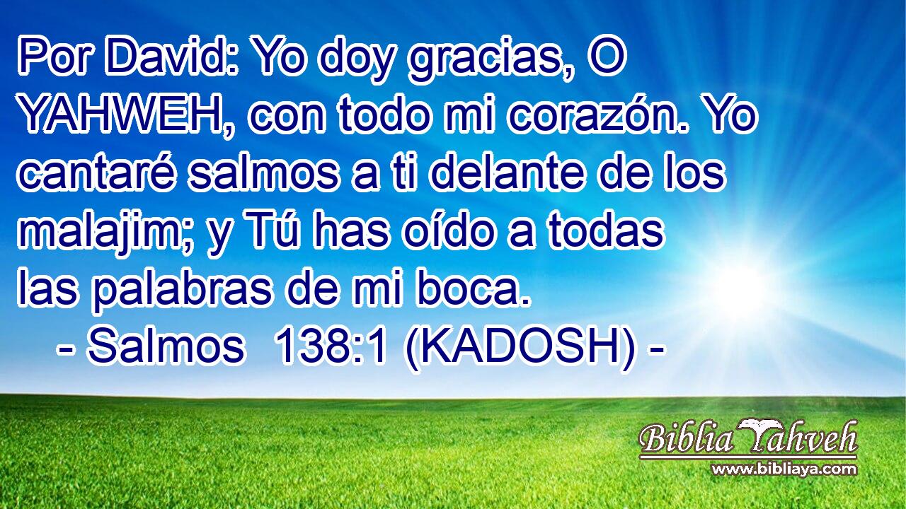  Por David: Yo doy gracias, O YAHWEH, con todo mi corazón. Yo cantaré salmos a ti delante de los malajim; y Tú has oído a todas las palabras de mi boca. 