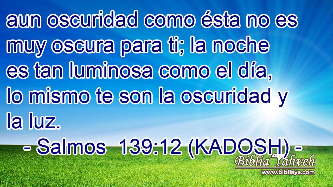  aun oscuridad como ésta no es muy oscura para ti; la noche es tan luminosa como el día, lo mismo te son la oscuridad y la luz. 