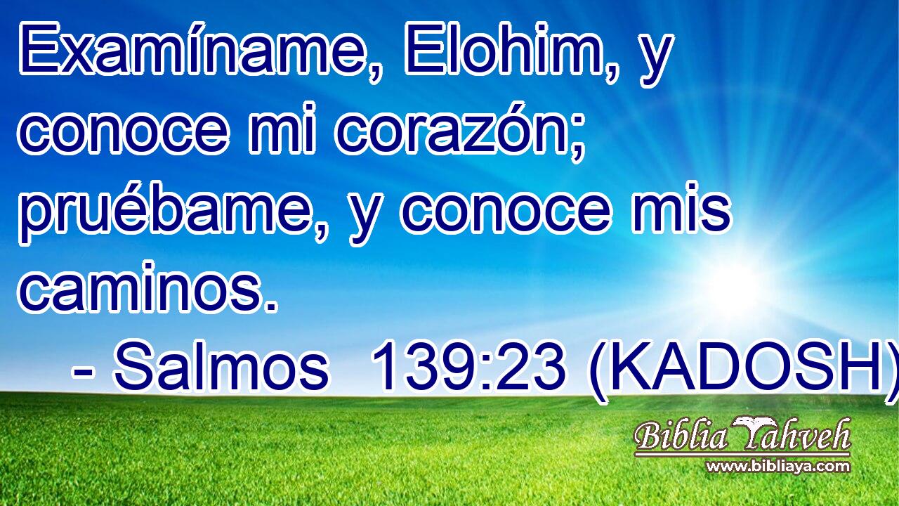 Examíname, Elohim, y conoce mi corazón; pruébame, y conoce mis caminos. 
