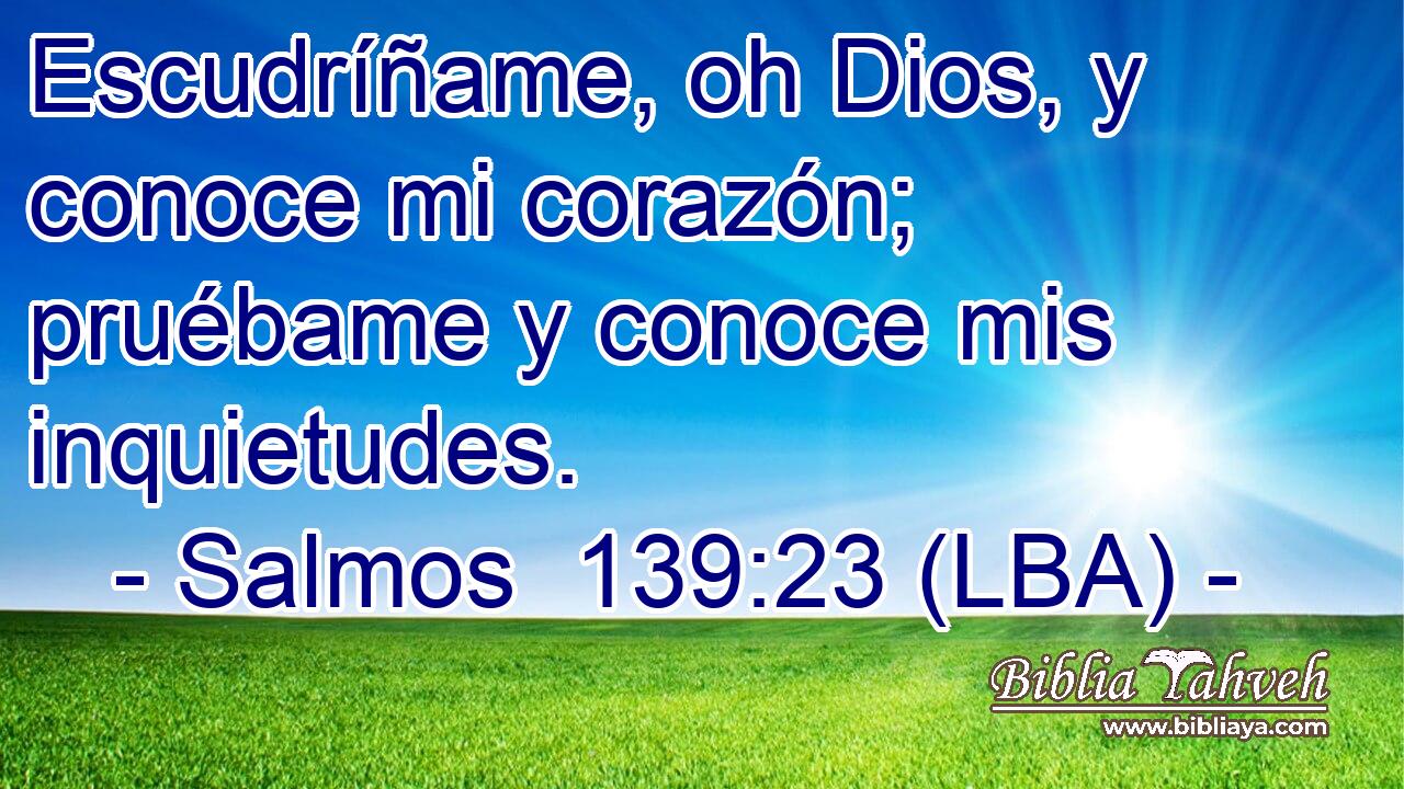 Escudríñame, oh Dios, y conoce mi corazón; pruébame y conoce mis inquietudes.