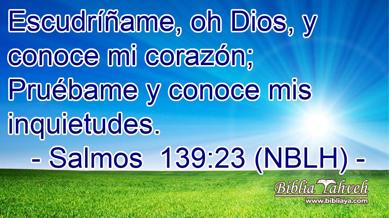  Escudríñame, oh Dios, y conoce mi corazón; Pruébame y conoce mis inquietudes. 