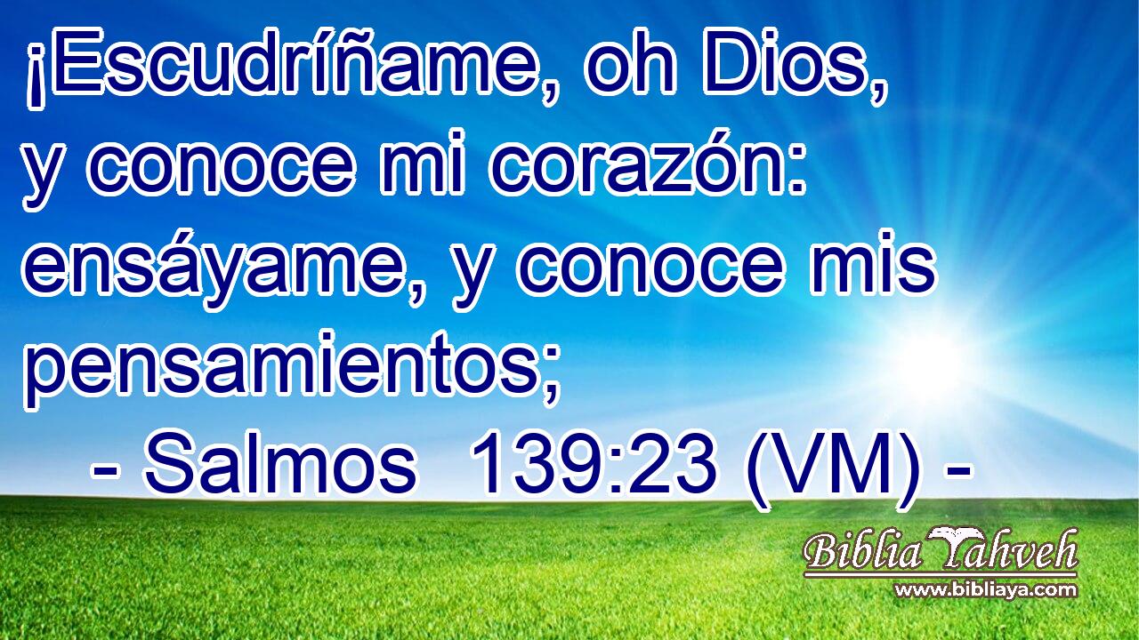  ¡Escudríñame, oh Dios, y conoce mi corazón: ensáyame, y conoce mis pensamientos; 