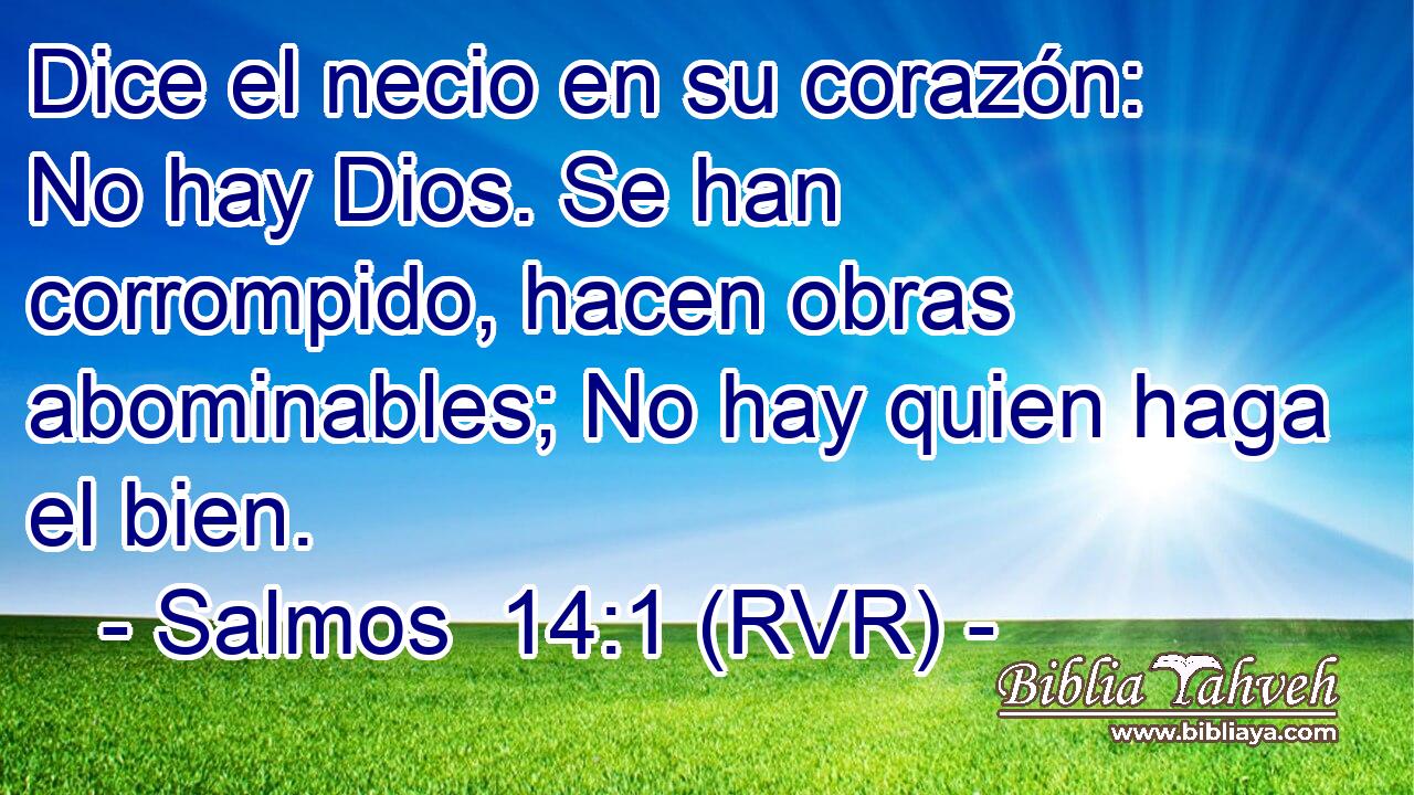 Dice el necio en su corazón: No hay Dios. Se han corrompido, hacen obras abominables; No hay quien haga el bien.
