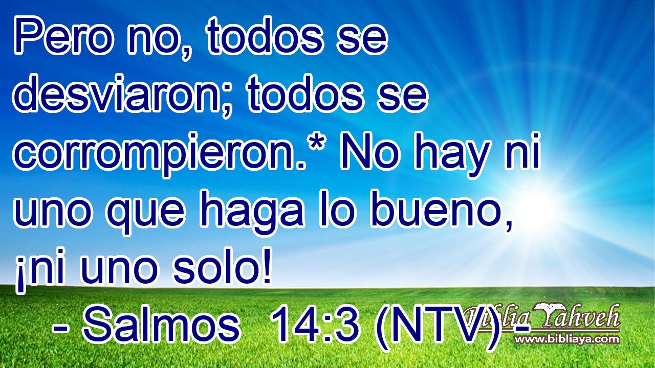 Pero no, todos se desviaron; todos se corrompieron.* No hay ni uno que haga lo bueno, ¡ni uno solo!