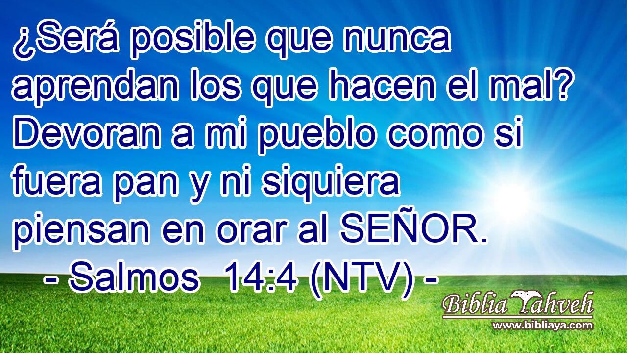 ¿Será posible que nunca aprendan los que hacen el mal? Devoran a mi pueblo como si fuera pan y ni siquiera piensan en orar al SEÑOR.