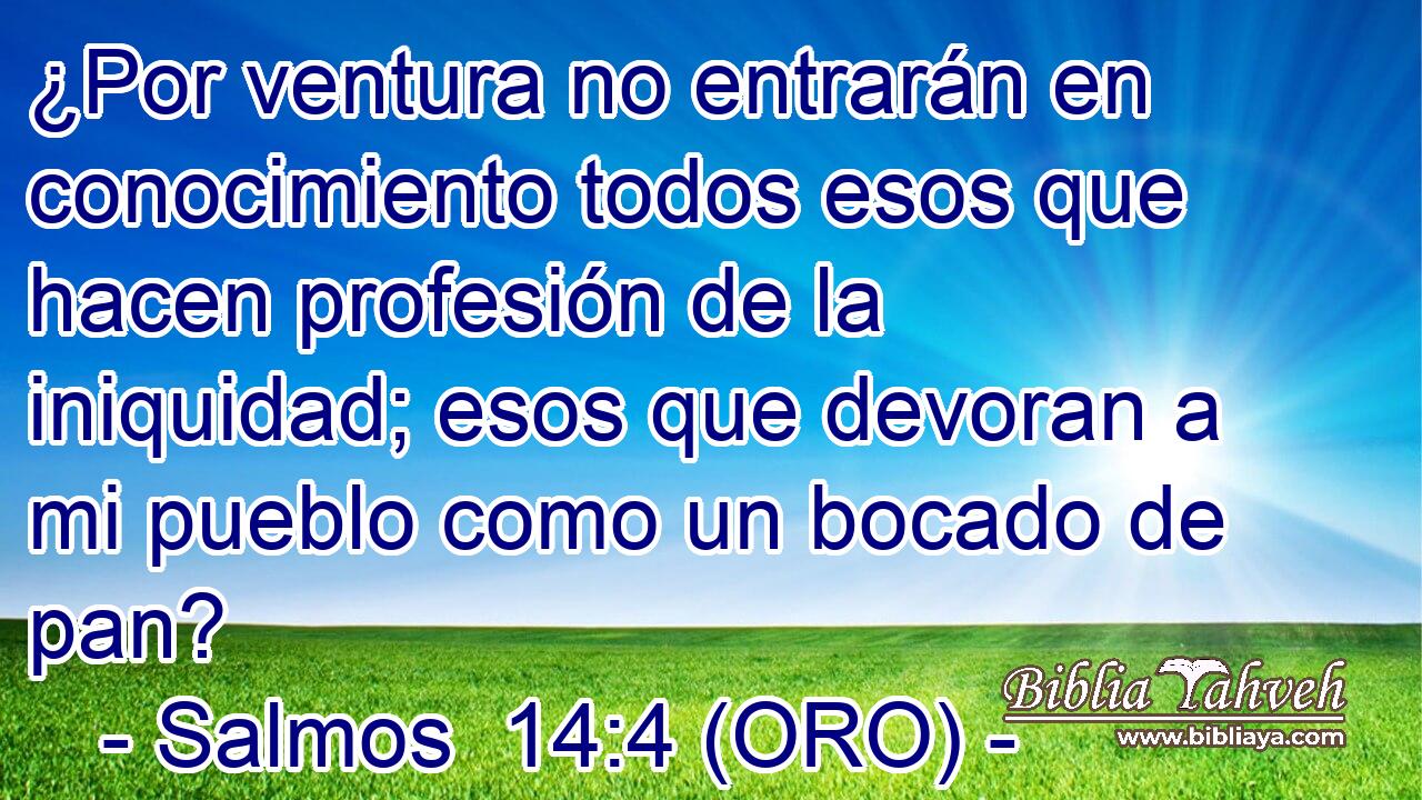  ¿Por ventura no entrarán en conocimiento todos esos que hacen profesión de la iniquidad; esos que devoran a mi pueblo como un bocado de pan? 