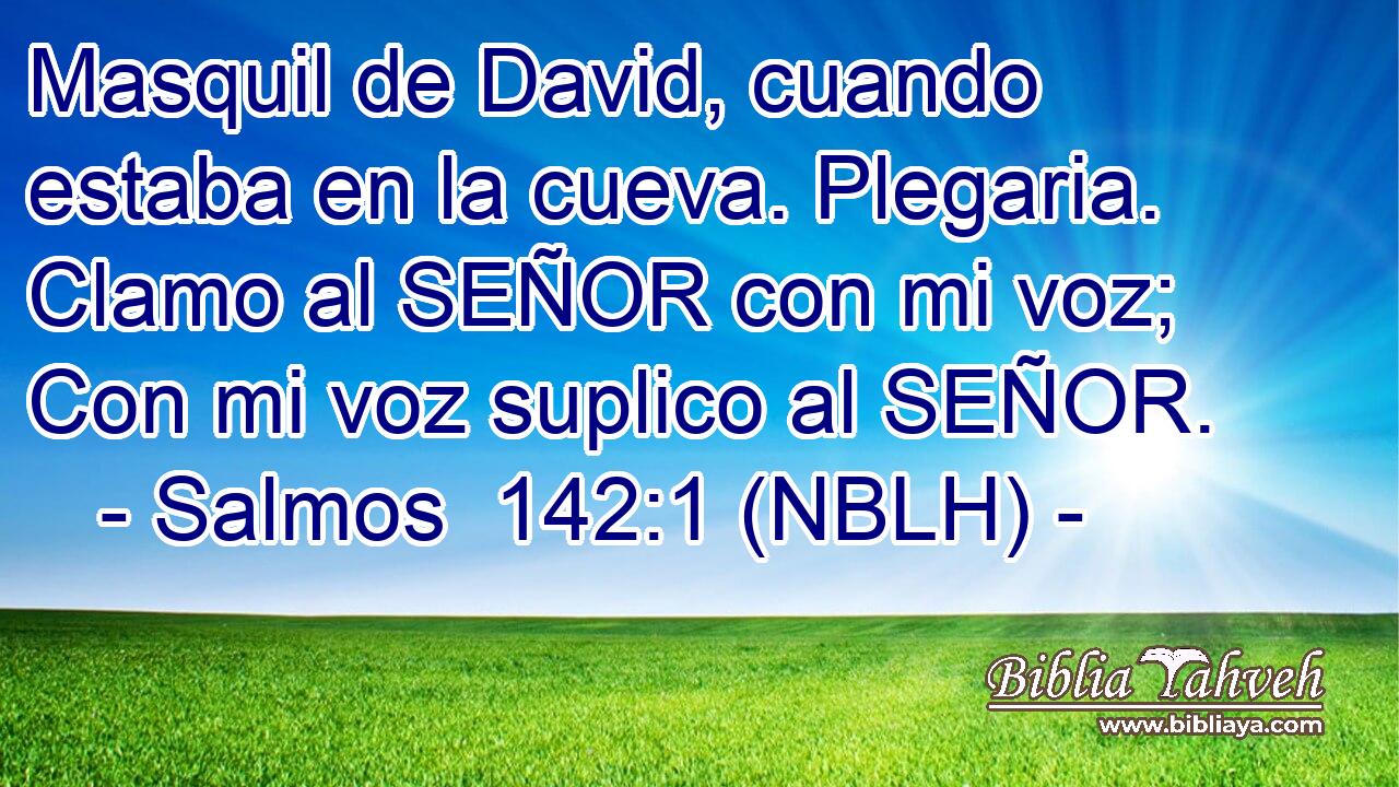  Masquil de David, cuando estaba en la cueva. Plegaria. Clamo al SEÑOR con mi voz; Con mi voz suplico al SEÑOR. 