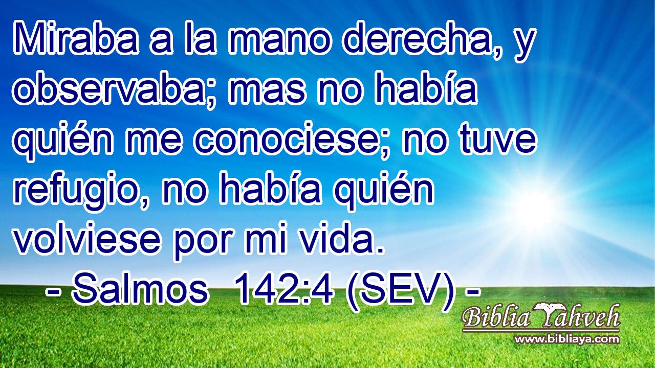 Miraba a la mano derecha, y observaba; mas no había quién me conociese; no tuve refugio, no había quién volviese por mi vida.