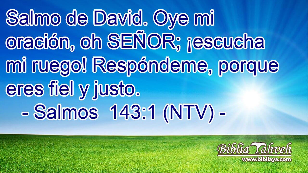 Salmo de David. Oye mi oración, oh SEÑOR; ¡escucha mi ruego! Respóndeme, porque eres fiel y justo.