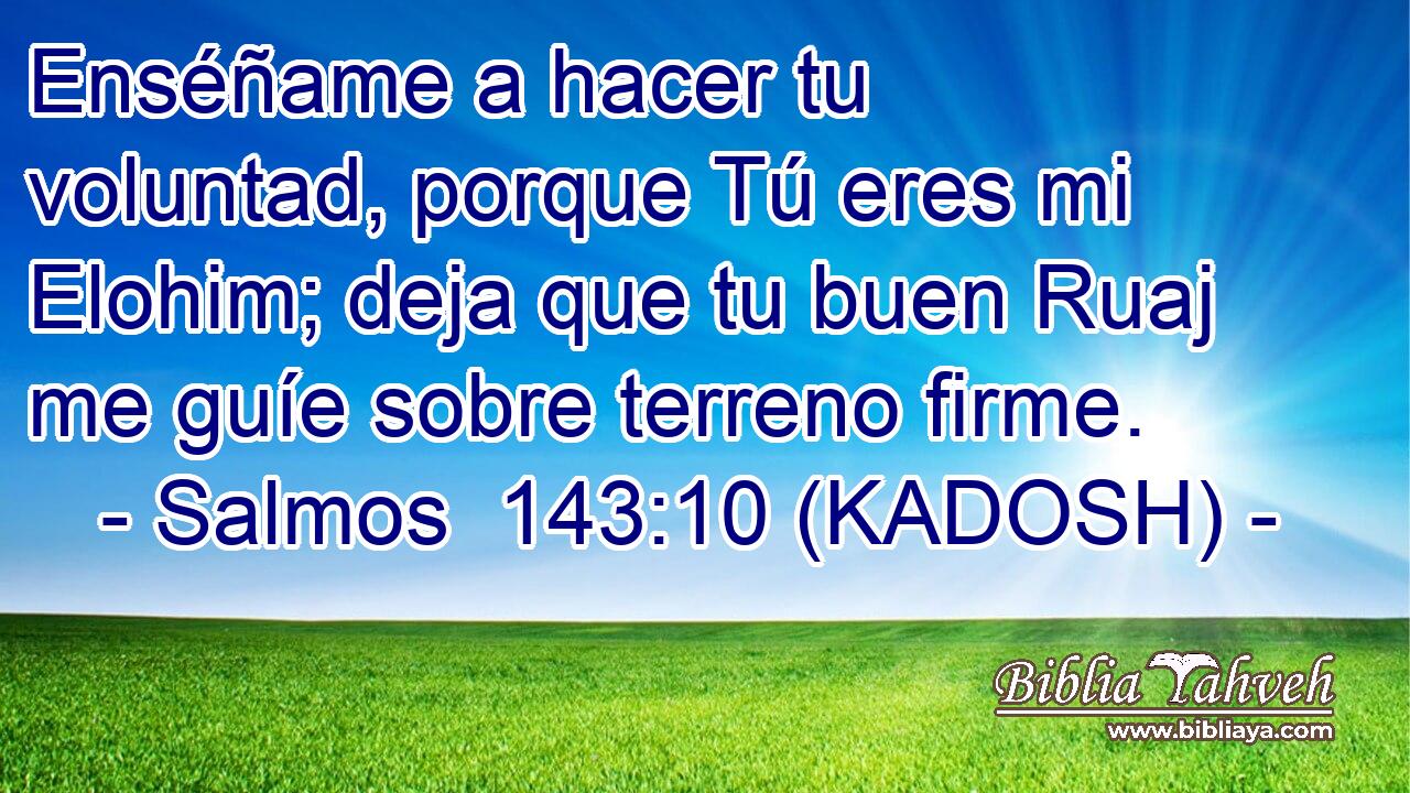  Enséñame a hacer tu voluntad, porque Tú eres mi Elohim; deja que tu buen Ruaj me guíe sobre terreno firme. 