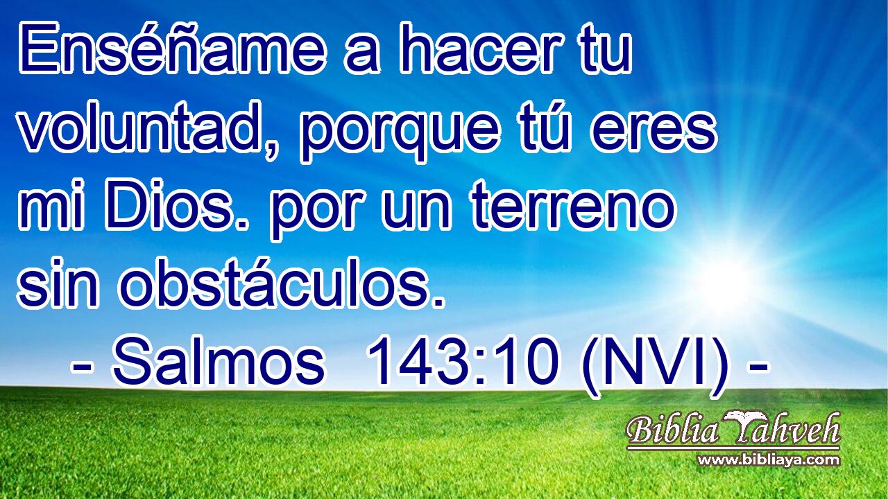  Enséñame a hacer tu voluntad, porque tú eres mi Dios. por un terreno sin obstáculos. 