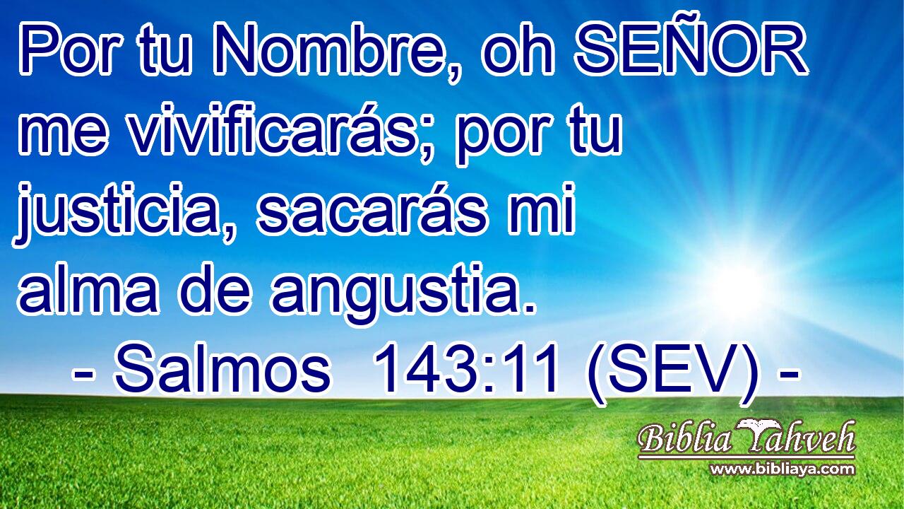 Por tu Nombre, oh SEÑOR me vivificarás; por tu justicia, sacarás mi alma de angustia.