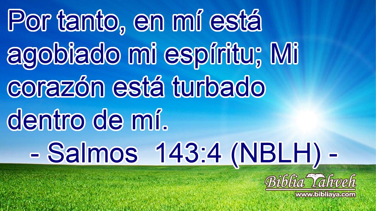  Por tanto, en mí está agobiado mi espíritu; Mi corazón está turbado dentro de mí. 