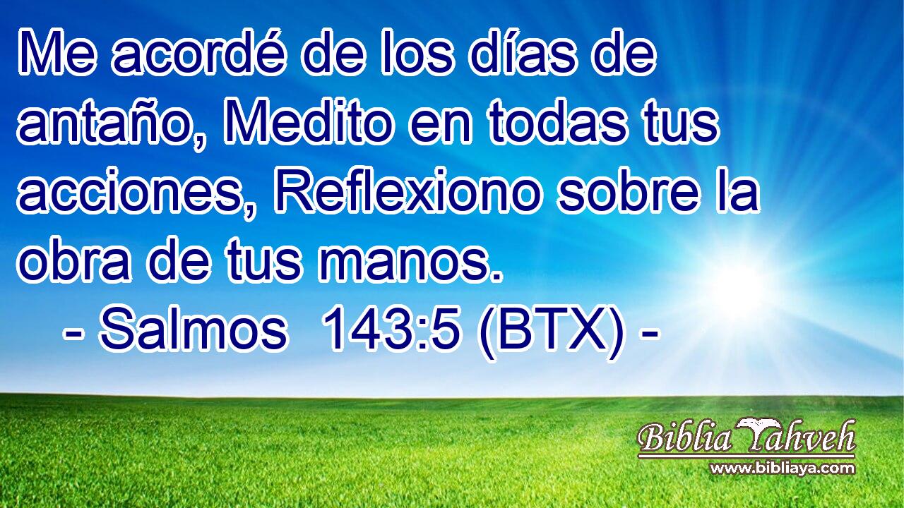 Me acordé de los días de antaño, Medito en todas tus acciones, Reflexiono sobre la obra de tus manos.