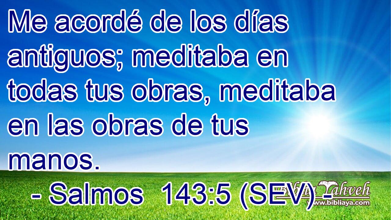 Me acordé de los días antiguos; meditaba en todas tus obras, meditaba en las obras de tus manos.
