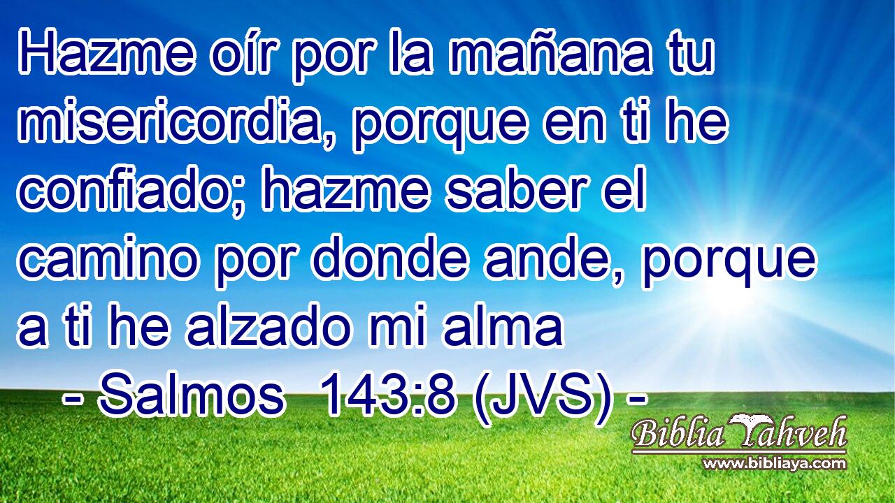 Hazme oír por la mañana tu misericordia, porque en ti he confiado; hazme saber el camino por donde ande, porque a ti he alzado mi alma