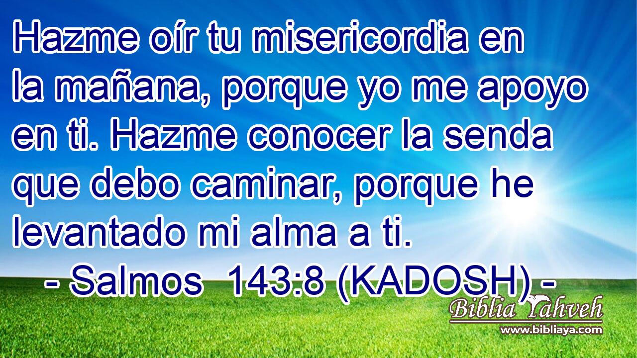  Hazme oír tu misericordia en la mañana, porque yo me apoyo en ti. Hazme conocer la senda que debo caminar, porque he levantado mi alma a ti. 