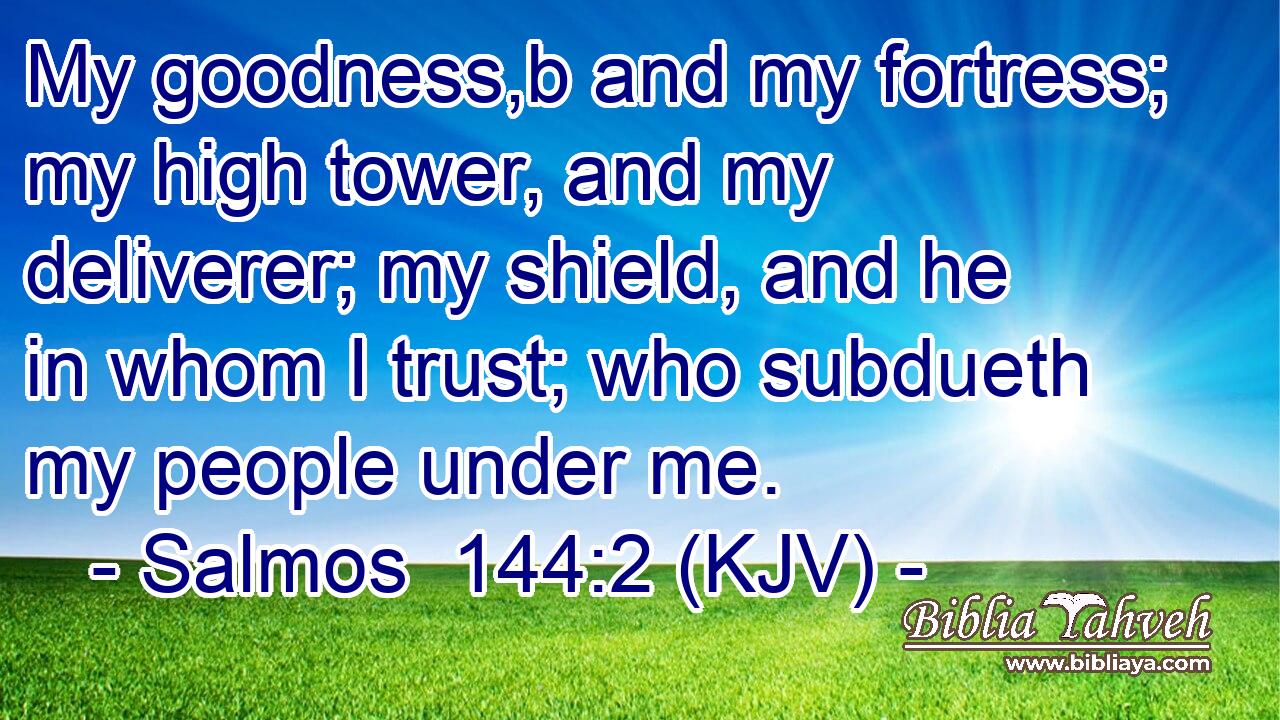 My goodness,b and my fortress; my high tower, and my deliverer; my shield, and he in whom I trust; who subdueth my people under me.