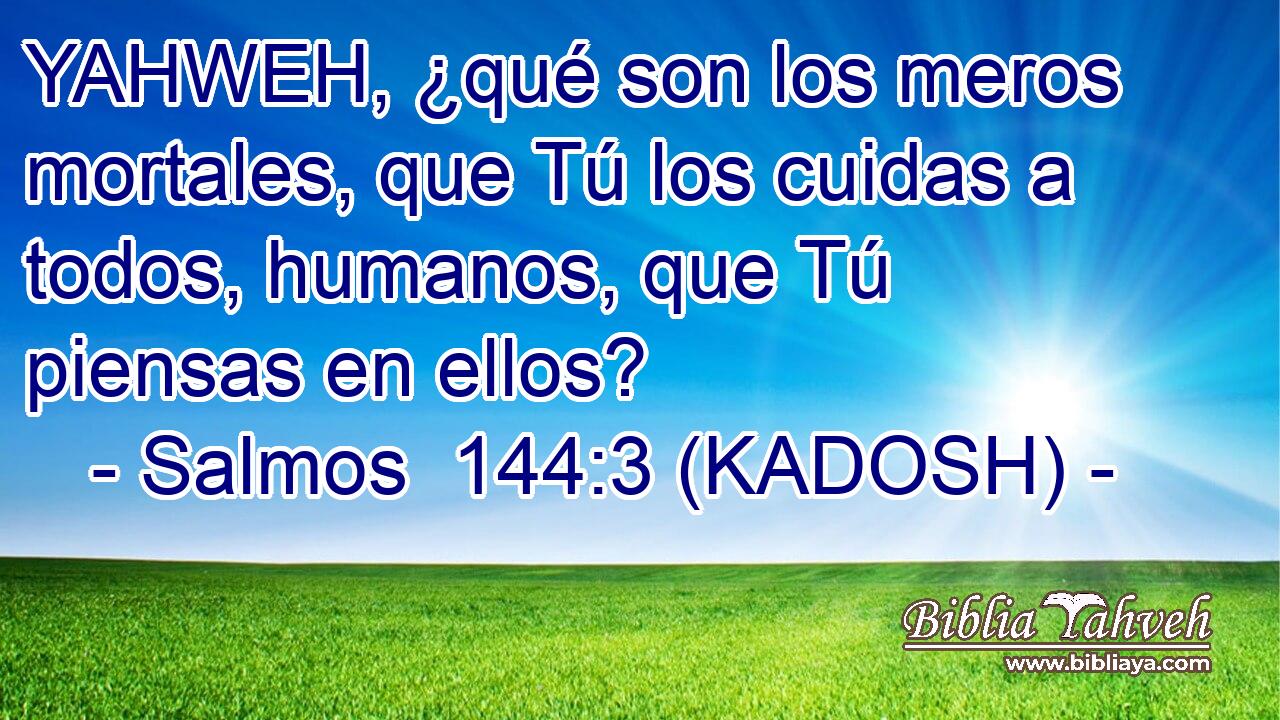  YAHWEH, ¿qué son los meros mortales, que Tú los cuidas a todos, humanos, que Tú piensas en ellos? 