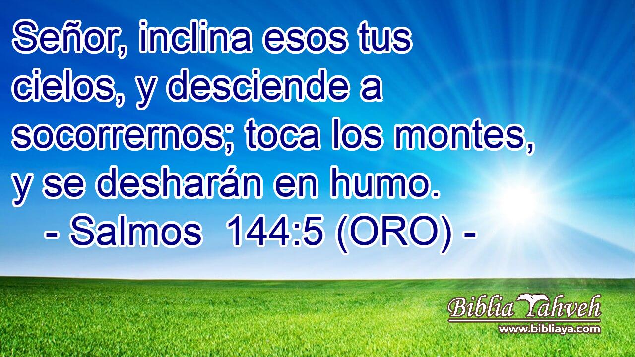  Señor, inclina esos tus cielos, y desciende a socorrernos; toca los montes, y se desharán en humo. 