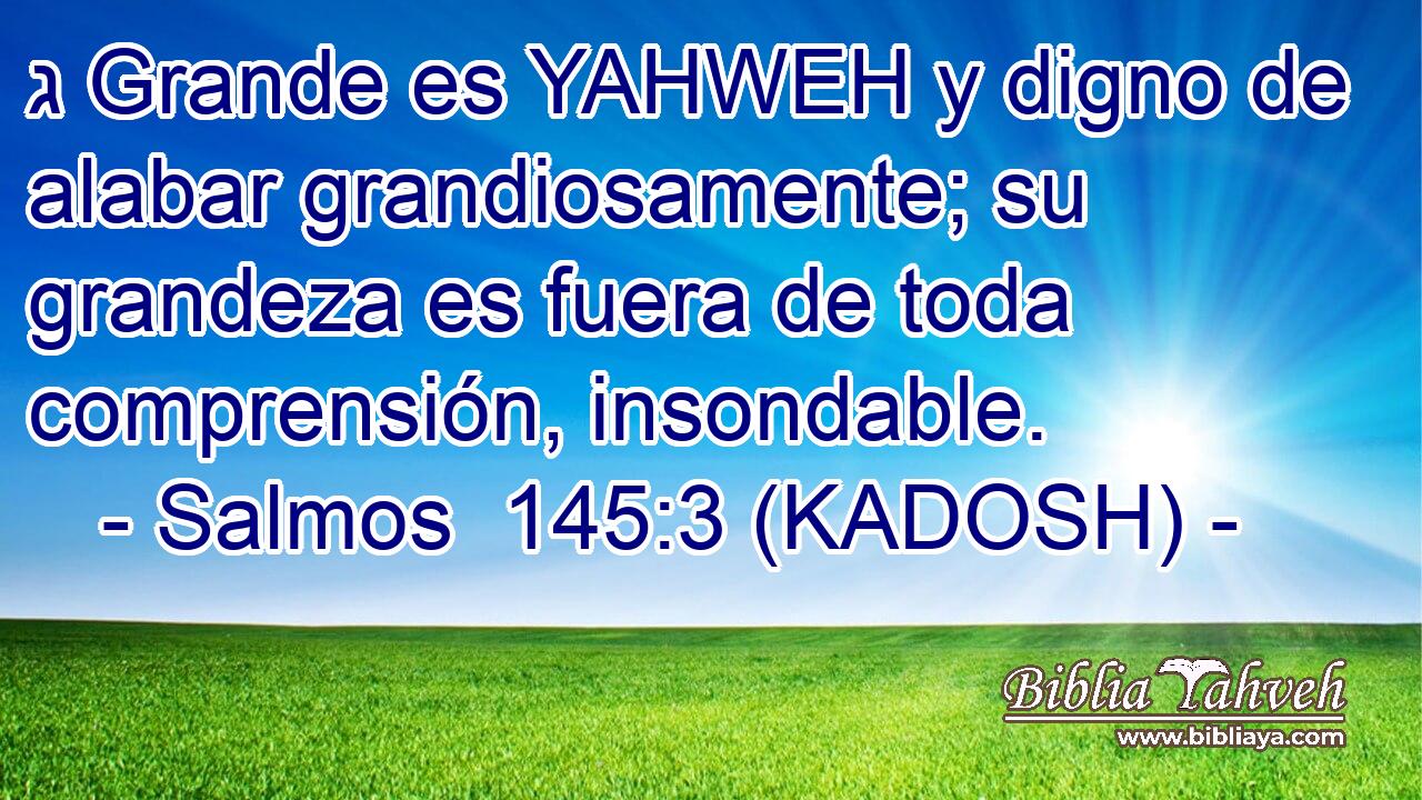  ג Grande es YAHWEH y digno de alabar grandiosamente; su grandeza es fuera de toda comprensión, insondable. 