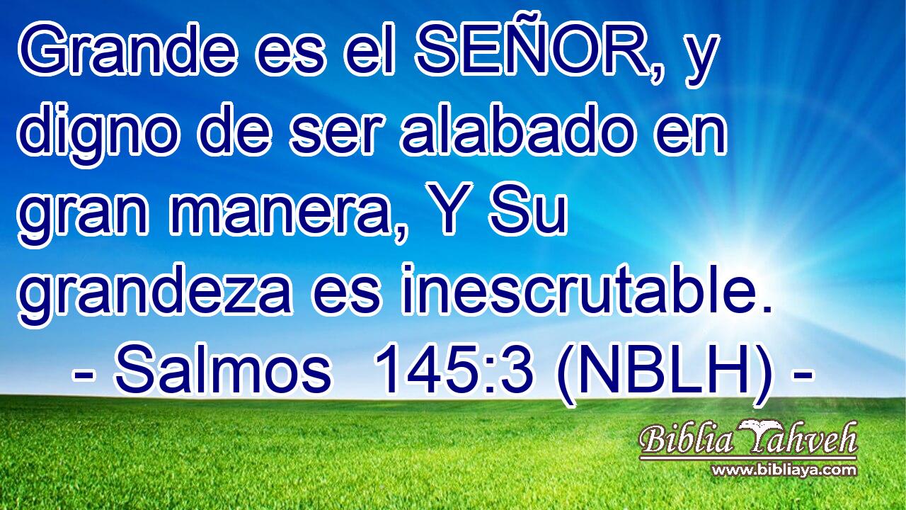  Grande es el SEÑOR, y digno de ser alabado en gran manera, Y Su grandeza es inescrutable. 
