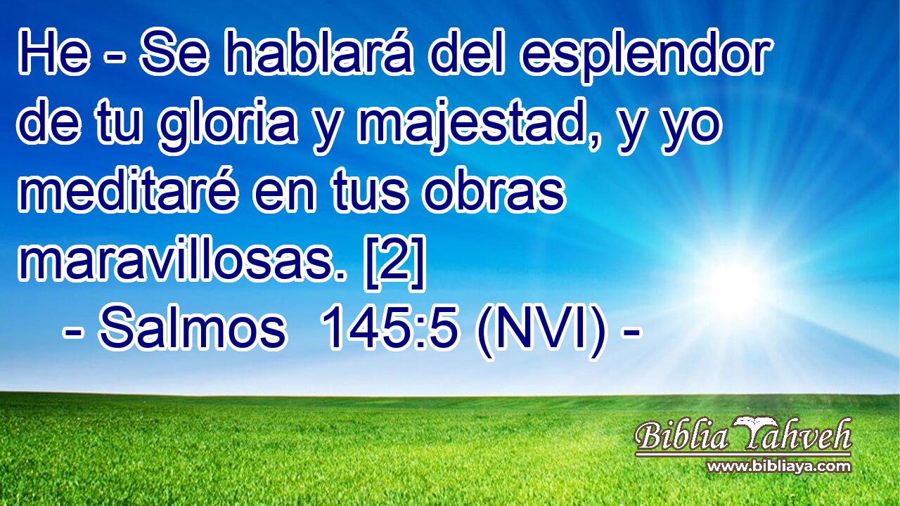  He - Se hablará del esplendor de tu gloria y majestad, y yo meditaré en tus obras maravillosas. [2] 