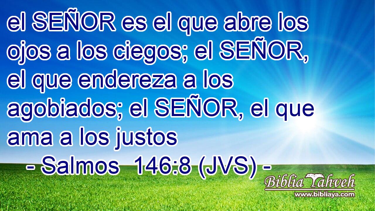 el SEÑOR es el que abre los ojos a los ciegos; el SEÑOR, el que endereza a los agobiados; el SEÑOR, el que ama a los justos