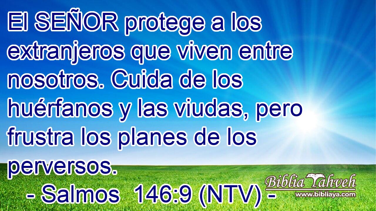 El SEÑOR protege a los extranjeros que viven entre nosotros. Cuida de los huérfanos y las viudas, pero frustra los planes de los perversos.