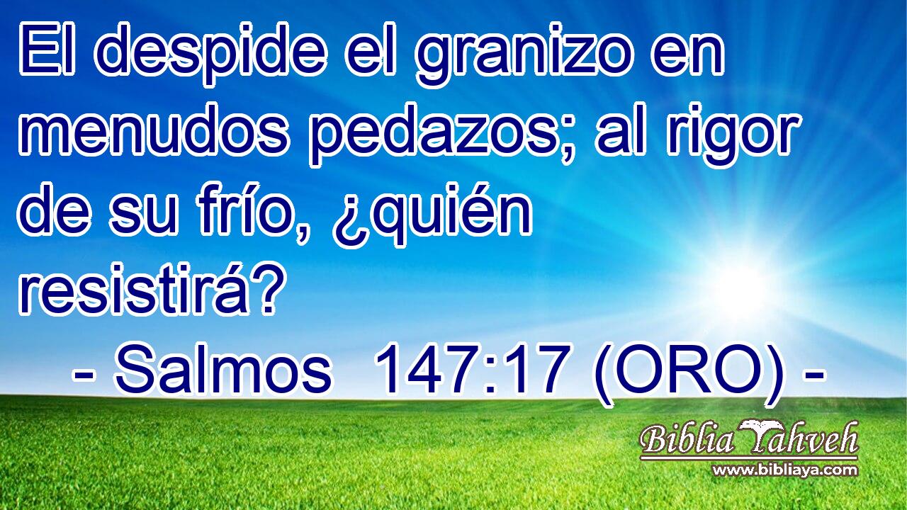  El despide el granizo en menudos pedazos; al rigor de su frío, ¿quién resistirá? 