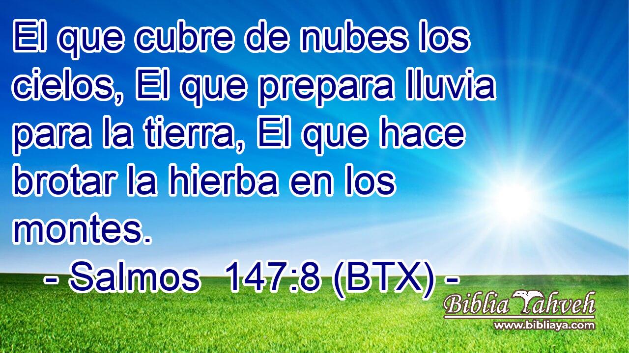 El que cubre de nubes los cielos, El que prepara lluvia para la tierra, El que hace brotar la hierba en los montes.