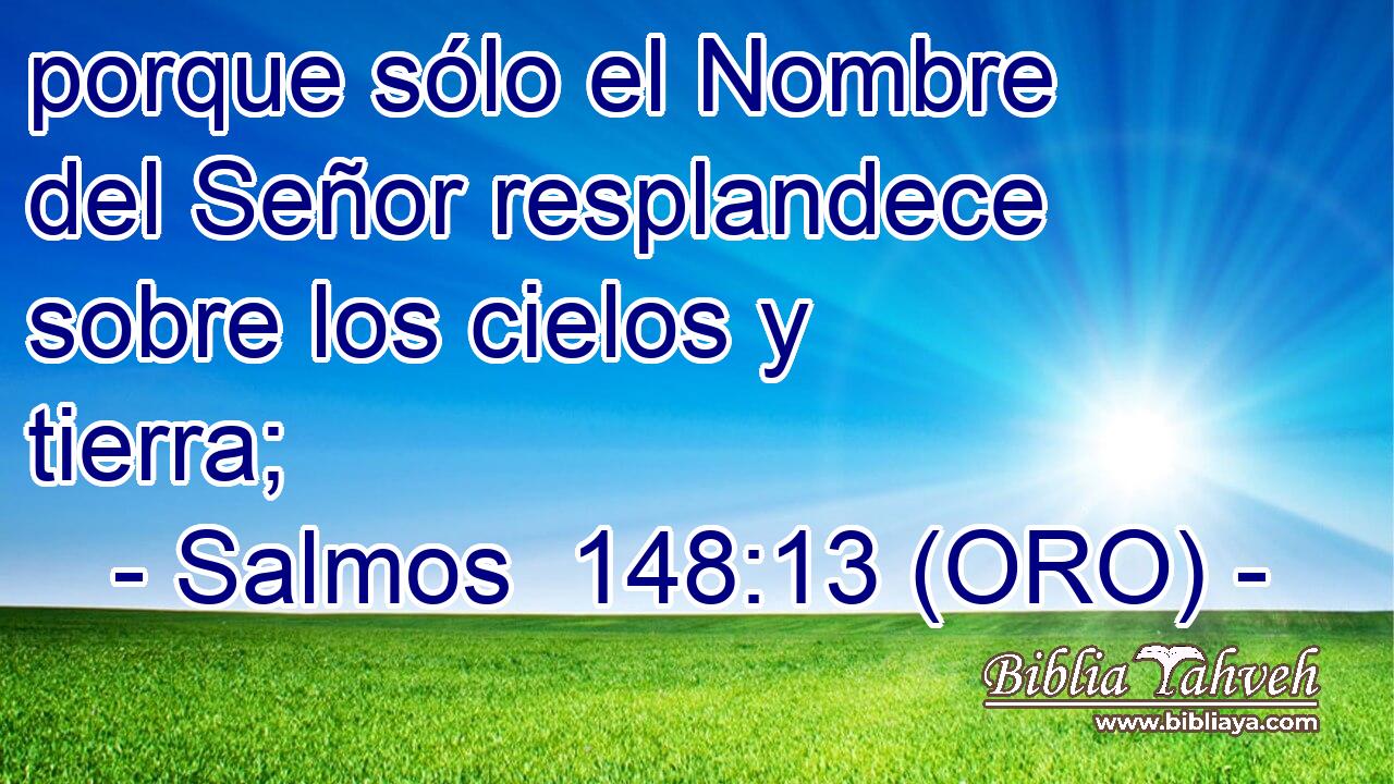  porque sólo el Nombre del Señor resplandece sobre los cielos y tierra; 