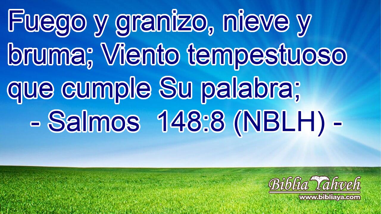  Fuego y granizo, nieve y bruma; Viento tempestuoso que cumple Su palabra; 