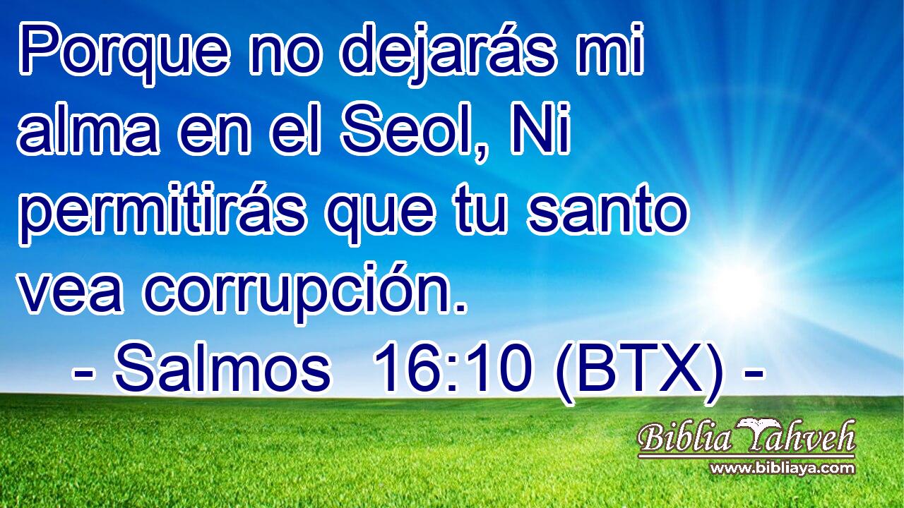 Porque no dejarás mi alma en el Seol, Ni permitirás que tu santo vea corrupción.