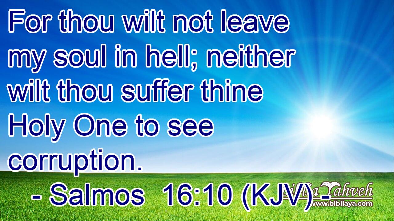 For thou wilt not leave my soul in hell; neither wilt thou suffer thine Holy One to see corruption.