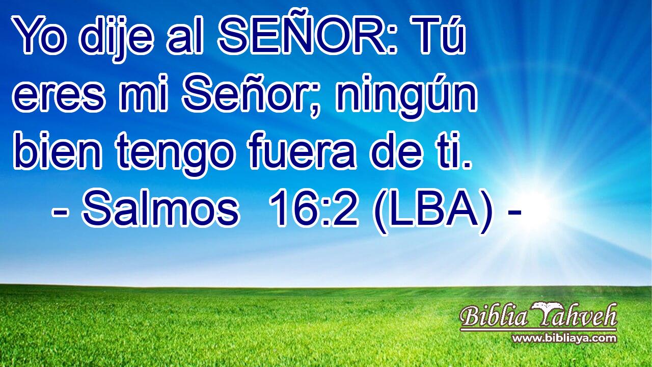 Yo dije al SEÑOR: Tú eres mi Señor; ningún bien tengo fuera de ti.