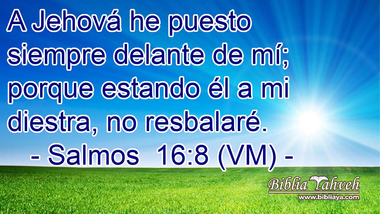  A Jehová he puesto siempre delante de mí; porque estando él a mi diestra, no resbalaré. 