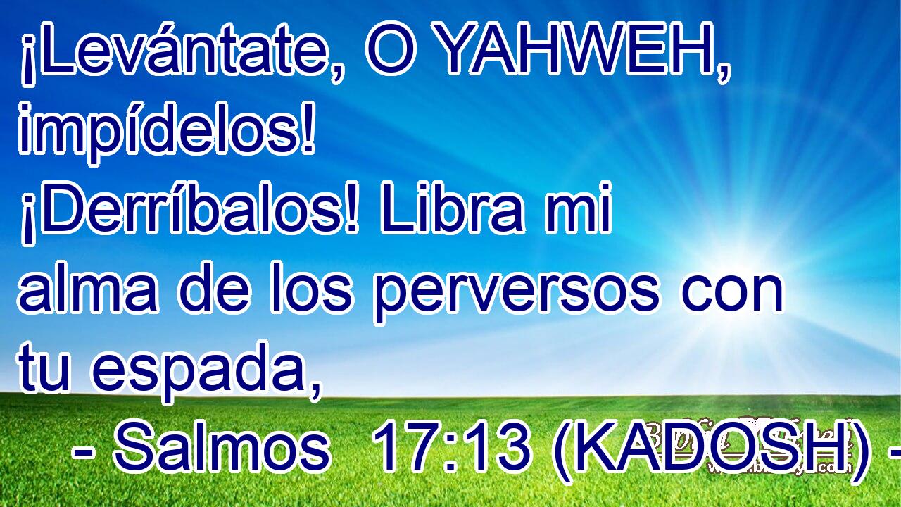  ¡Levántate, O YAHWEH, impídelos! ¡Derríbalos! Libra mi alma de los perversos con tu espada, 