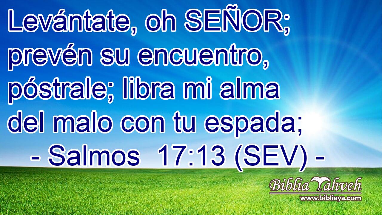 Levántate, oh SEÑOR; prevén su encuentro, póstrale; libra mi alma del malo con tu espada;